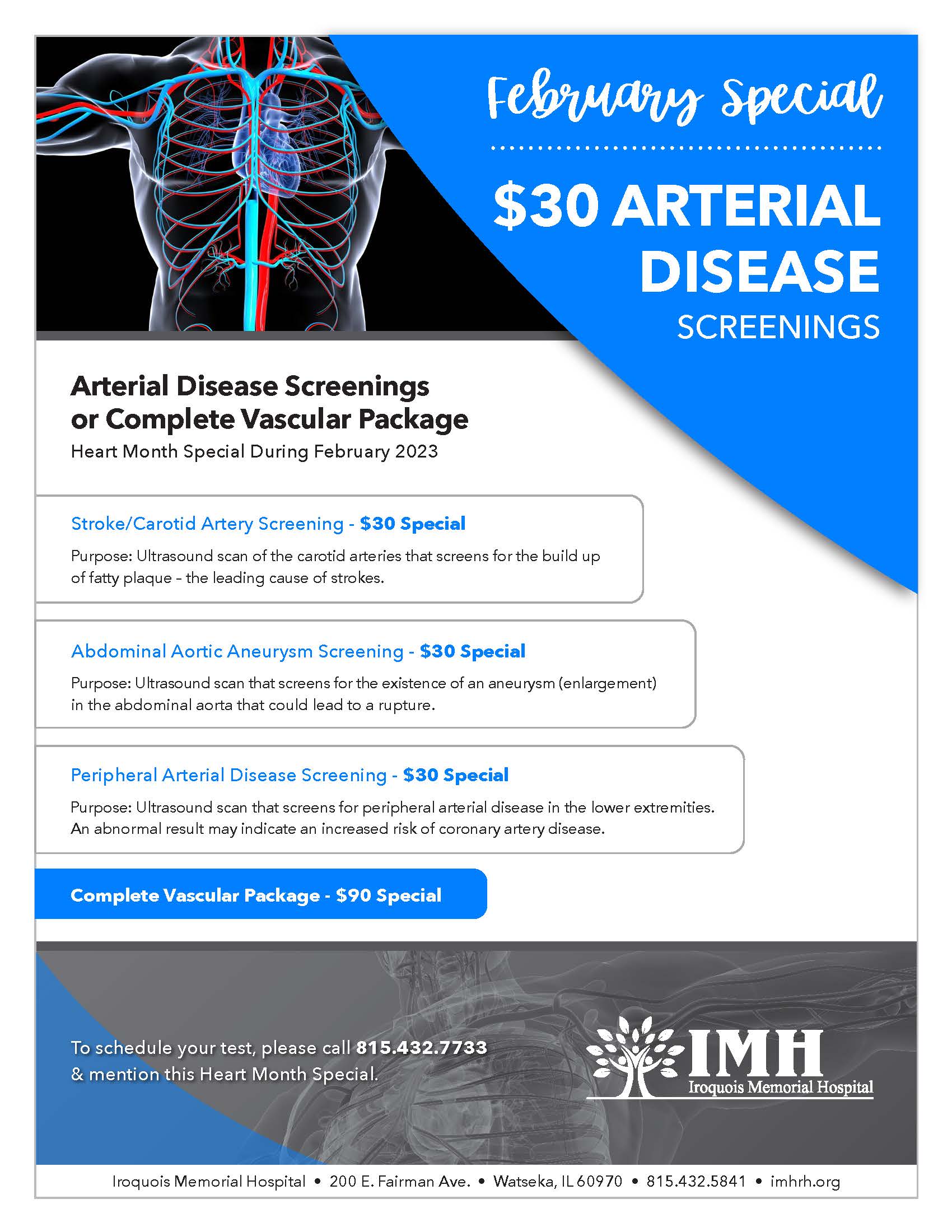 $30 February Arterial Disease Screenings